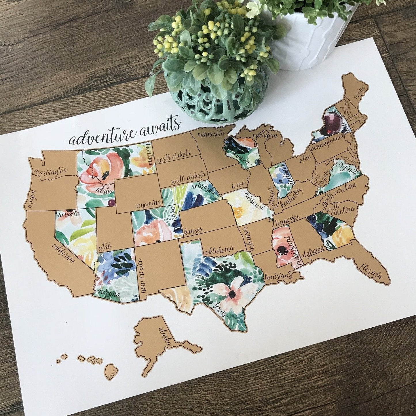 Rose Less Traveled - US Scratch Off Map - Waypoint Wanders