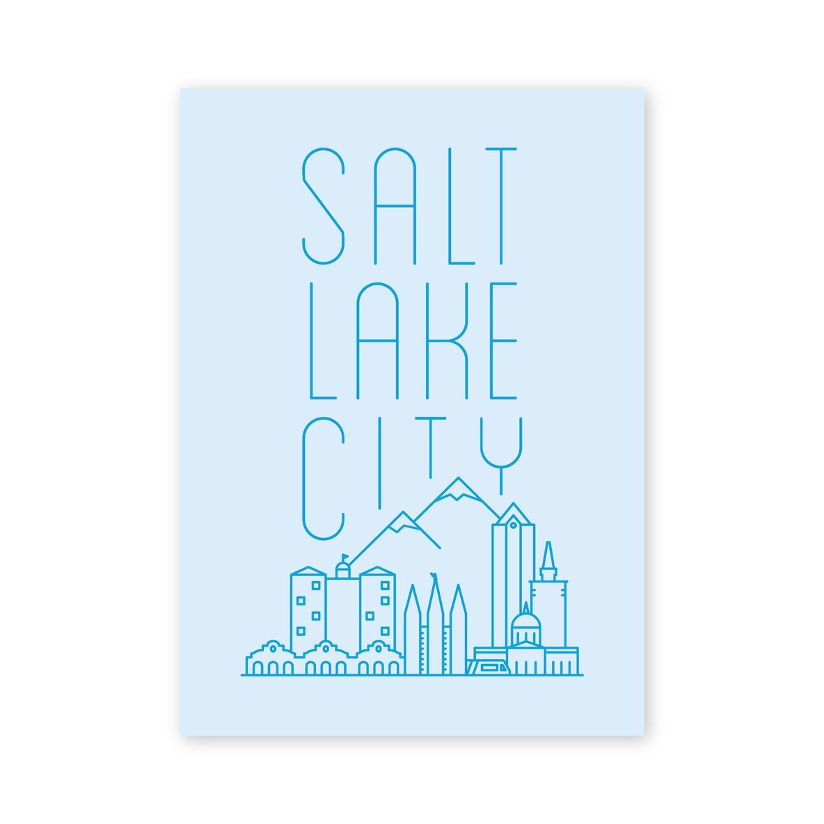 Salt Lake City Skyline Postcard - Fell