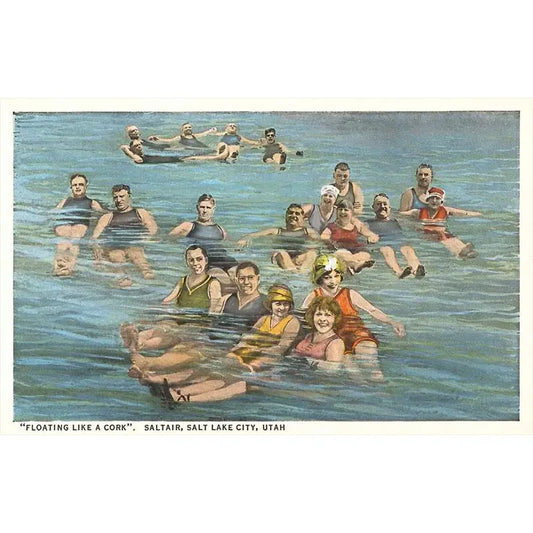 UT-110 Floating on Great Salt Lake, Utah Vintage Image, Magnet - Found Image Press