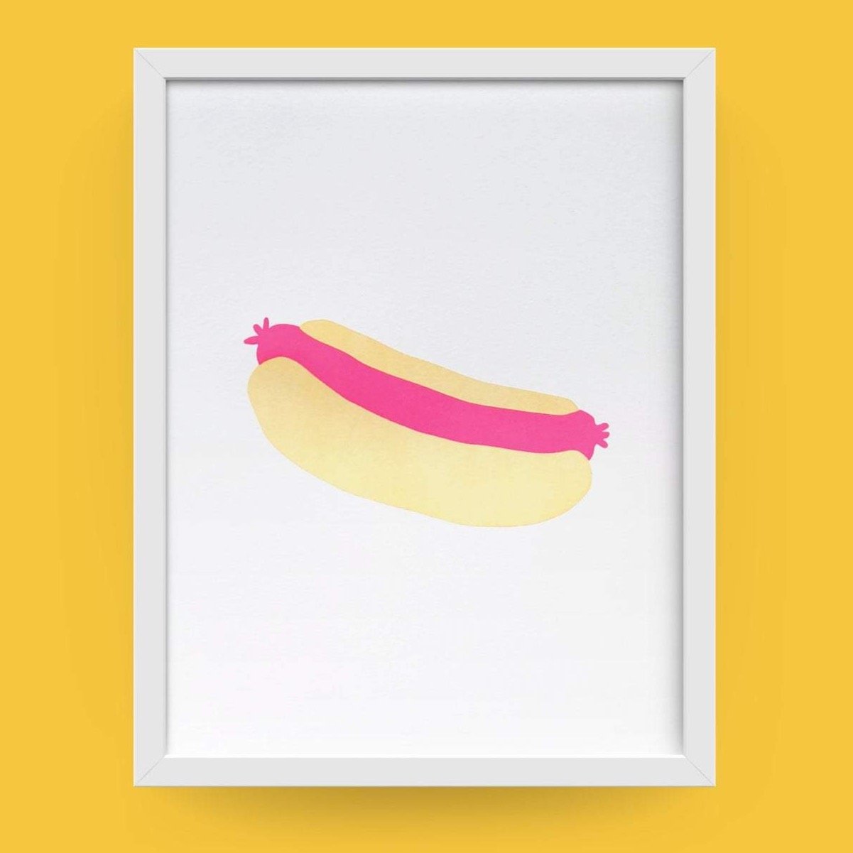 Neon Letterpress Hot Dog Art Print