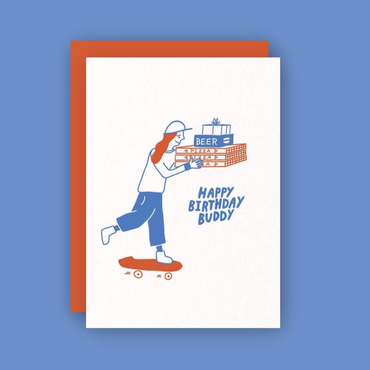 Happy Birthday Buddy Letterpress Greeting Card